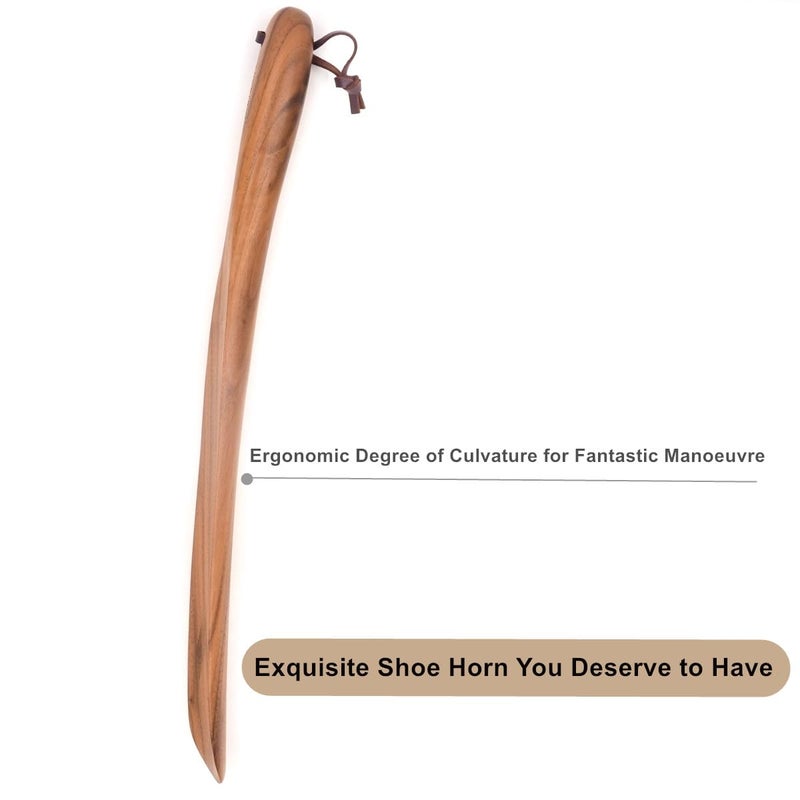 Bamber Wooden Shoe Horn Wood Shoehorn with Handle for Seniors Women Men Kids, 15'' Long, Black Walnut - Image 4